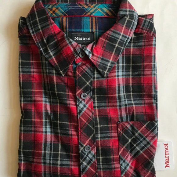 Marmot Anderson Lightweight Flannel UPF 50 Wicking Long Sleeve Button Down Shirt - Picture 1 of 2